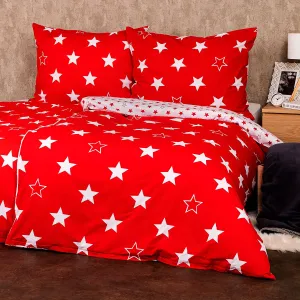 4Home Pościel bawełniana Stars red, 220 x 200 cm, 2 szt. 70 x 90 cm