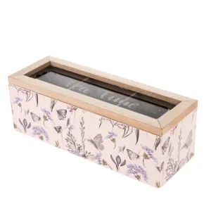Drewniane pudełko na woreczki herbaty Pinkie różowy, 23 x 8 x 8 cm