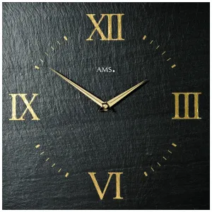 AMS 9517 designerski ścienny zegar z łupka, 30 x 30 cm