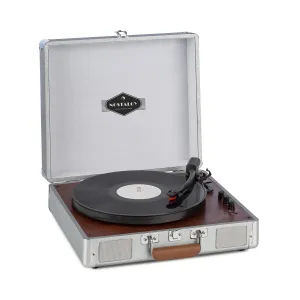 Auna Billy Bob, gramofon, głośniki stereo, Bluetooth, kolor srebrny