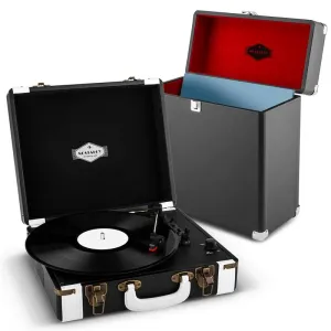 Auna Jerry Lee Record Collector Set black, retro gramofon, walizka na płyty gramofonowe