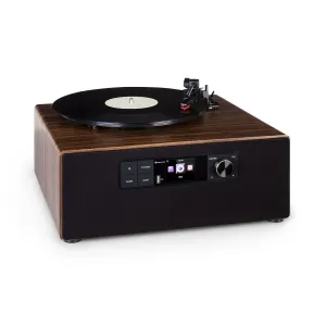 Auna Connect Vinyl Cube, gramofon, internet/ DAB+/ UKF, USB, 40 W maks., brązowy