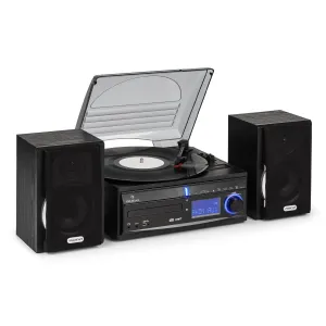 Auna DS-2, wieża stereo, gramofon, CD, rekorder MP3, USB SD AUX-In UKF/MF, głośniki