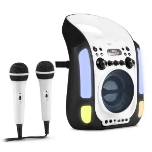 Auna Kara Illumina zestaw karaoke CD USB MP3 pokaz świetlny LED 2 x mikrofon mobiny czarny