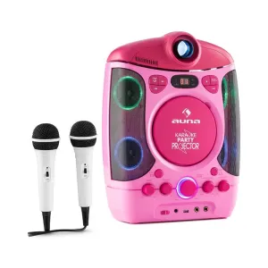Auna KaraProjectura zestaw karaoke z projektorem gra świateł LED USB pink