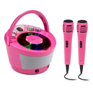 Auna SingSing BT, zestaw karaoke, 2 x mikrofon, odtwarzacz CD, Bluetooth, efekt świetlny LED, przenośny #92130