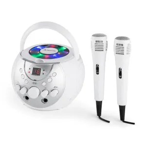 Auna SingSing, przenośny zestaw karaoke, LED, zasilanie bateryjne, 2 x mikrofon, kolor biały