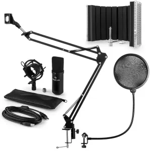 Auna CM001B Zestaw mikrofonowy V5 mikrofon ramię pop-filtr ekran kolor czarny