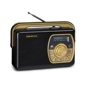 Auna Buddy, radio cyfrowe, DAB/DAB+/UKW, Bluetooth 5.0, AUX, bateria 1Ah, przenośne, retro design #93079