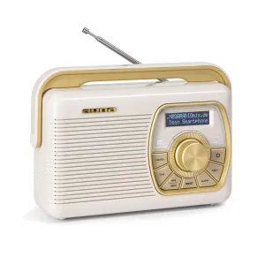 Auna Buddy, radio cyfrowe, DAB/DAB+/UKW, Bluetooth 5.0, AUX, bateria 1Ah, przenośne, retro design #93080