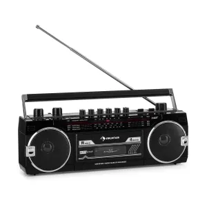 Auna Duke MKII, radioodtwarzacz kasetowy, Bluetooth, USB, slot SD, antena teleskopowa, czarny