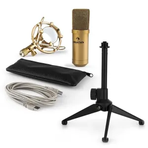 Auna MIC-900G V1 zestaw mikrofon pojemnościowy ze statywem stołowym złoty
