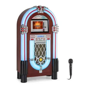 Auna Graceland Touch, szafa grająca, 12-calowy dotykowy panel sterowania, WLAN, CD, Bluetooth, mikrofon, imitacja drewna