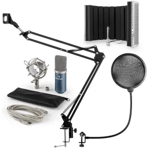 Auna MIC-900BL USB zestaw mikrofonowy V5 mikrofon pojemnościowy ramię sterujące do mikrofonu pop filtr osłona niebieski