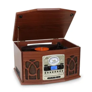 Auna NR-620, gramofon, wieża stereo, nagrywnie MP3, brązowa obudowa drewniana