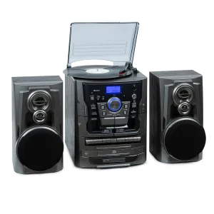 Auna 388 Franklin DAB+, wieża stereo, gramofon, potrójny odtwarzacz CD, Bluetooth, magnetofon kasetowy, AUX, port USB #94221