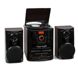 Auna Franklin DAB+, wieża stereo, gramofon, potrójny odtwarzacz CD, Bluetooth, magnetofon kasetowy, AUX, port USB #94130