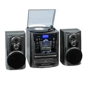 Auna Franklin DAB+, wieża stereo, gramofon, potrójny odtwarzacz CD, Bluetooth, magnetofon kasetowy, AUX, port USB #94131