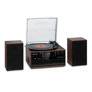 Auna Oakland DAB Plus, zestaw stereo, w stylu retro, DAB+/FM, BT, płyty winylowe/CD/kasety #92894