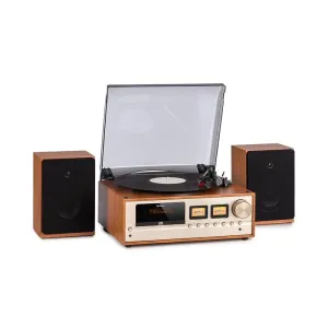 Auna Oxford Zestaw stereo w stylu retro DAB+/FM funkcja Bluetooth płyty winylowe CD wejście AUX szampański