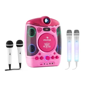 Auna Kara Projectura zestaw do karaoke różowy + Kara Dazzl zestaw mikrofonów LED