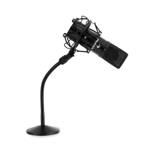 Auna Zestaw mikrofonowy z mikrfonem USB w kolorze czarnym i statyw do mikrofonu