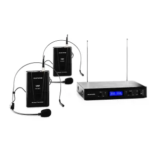 Auna Pro VHF-400 Duo 2, zestaw mikrofonów bezprzewodowych VHF, 2 kanały, 1 x odbiornik, 2 x zestaw nagłowny