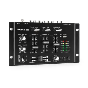 Auna Pro TMx-2211 MKII, mikser DJ, 3/2-kanałowy, crossfader, talkover, montaż w racku, czarny