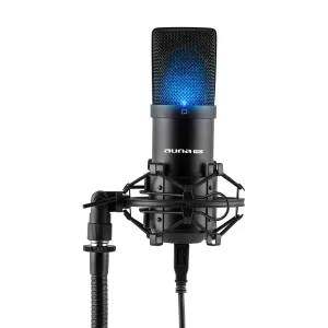 Auna Pro MIC-900B-LED, mikrofon pojemnościowy, studyjny, kardioidalny, USB, LED, kolor czarny