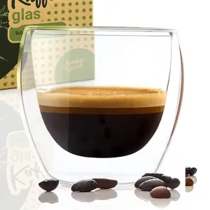 Bambuswald Kubek termiczny do kawy, szklany, 100 ml, wykonany ręcznie, szkło borokrzemowe