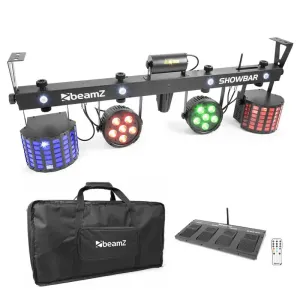 Beamz ShowBar, zestaw oświetleniowy, 2 x PAR, 2 x Butterfly R/G-Laser, bezprzewodowy włącznik nożny, pilot