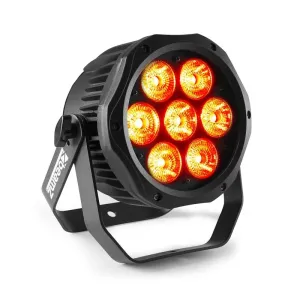 Beamz BWA410, reflektor LED PAR, 7 x LED 10 W 4 w 1 RGBW, wodoodporny, kolor czarny