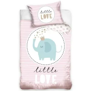 BedTex Dziecięca pościel bawełniana do łóżeczka Little love różowy, 100 x 135 cm, 40 x 60 cm