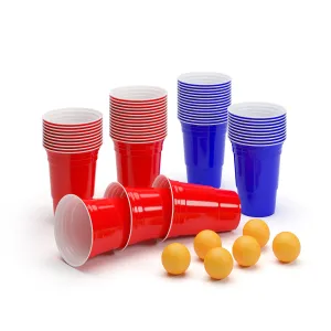 BeerCup Nadal, kubki imprezowe z piłeczkami, czerwone i niebieskie, 473 ml (16 oz), instrukcja #93375