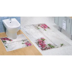 Bellatex Zestaw dywaników łazienkowych Kwiat różowy, 60 x 100 cm, 60 x 50 cm