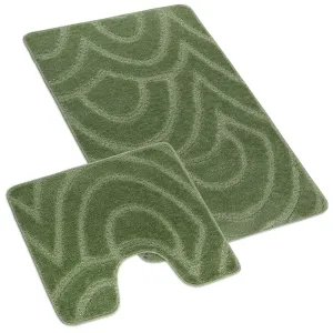 Bellatex Zestaw dywaników łazienkowych Standard Łuki zielony, 60 x 100 cm, 60 x 50 cm