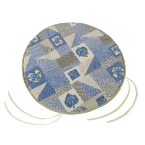 Bellatex Siedzisko EMA okrągłe gładkie Patchwork niebieski, 40 cm