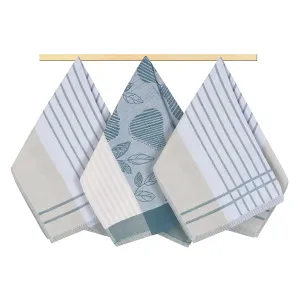 Ścierka kuchenna pasy szaro-niebieski, 50 x 70 cm, zestaw 3 szt