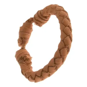 Okrągła skórzana pleciona bransoletka w cynamonowo brązowym kolorze