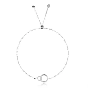 Regulowana srebrna 925 bransoletka - połączone oczka, bezbarwne cyrkonie