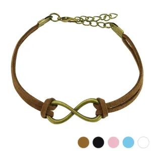 Stalowa bransoletka ze sztucznej skóry - błyszczący symbol „INFINITY” - Kolor: Brązowy