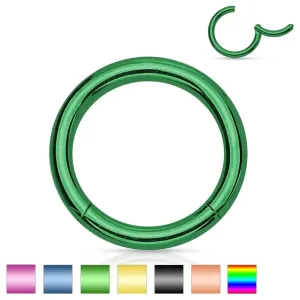 Piercing do nosa i ucha, stal 316L, błyszczący krążek, 1 mm - Grubość x średnica: 1 mm x 10 mm, Kolor kolczyka: Zielony