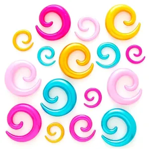 Expander do ucha - kolorowa błyszcząca spirala - Szerokość: 10 mm, Kolor kolczyka: Różowy