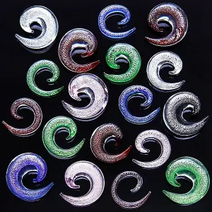 Expander do ucha - kolorowa szklista spirala, gumki - Grubość kolczyka: 11 mm, Kolor: Zielony