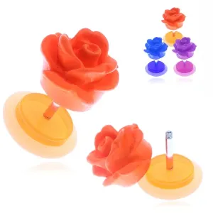 Fałszywy akrylowy piercing do ucha - matowa kolorowa róża - Kolor kolczyka: Fioletowy