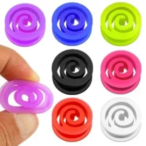 Plug do ucha spirala z elastycznego materiału, różne kolory - Szerokość: 8 mm, Kolor kolczyka: Różowy
