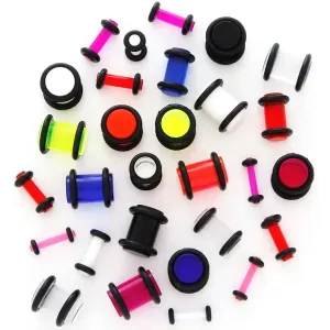 Plug do ucha UV przeźroczysty z gumkami - Szerokość: 2,5 mm, Kolor kolczyka: Niebieski