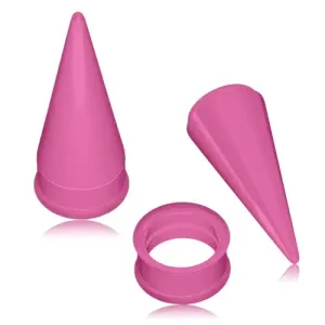 Zestaw piercingów do ucha - tunel plug lub tunel i taper, różowy kolor, stożek - Szerokość: 14 mm