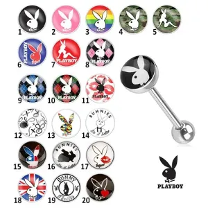 Stalowy kolczyk do języka - różne motywy Playboy - Symbol: PB04