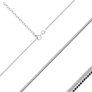 Cienki srebrny 925 łańcuszek - gładki motyw skóry węża, szerokość 1 mm